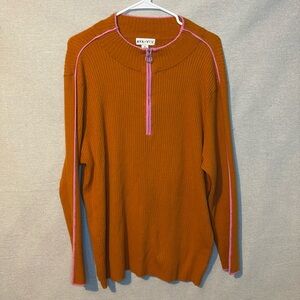 Ava‎ & Viv Womens Shirt 3X Orange Pink Cotton Polyester Quarter Zip Plus Size